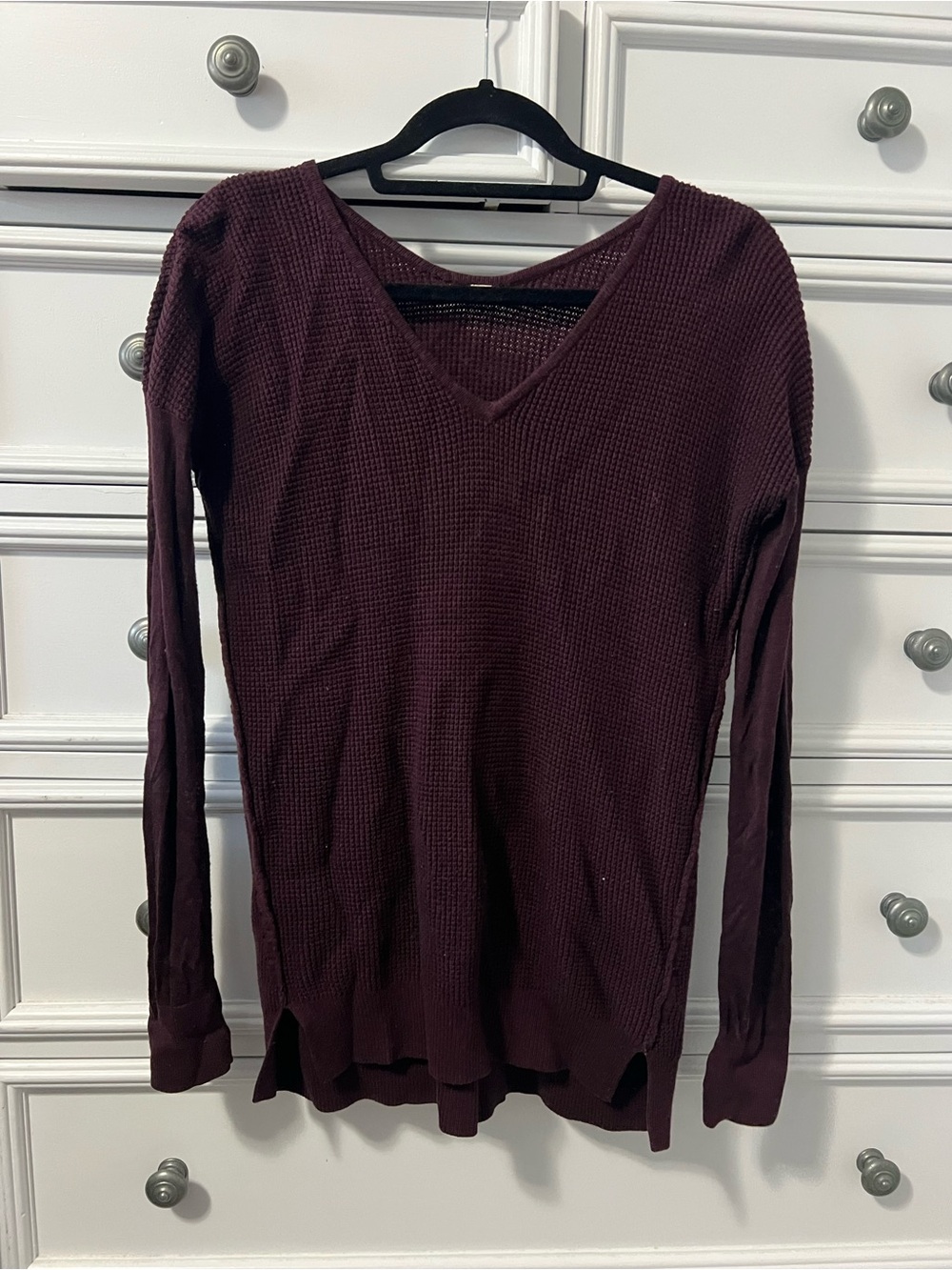 lululemon athletica Plum Waffle Knit V-Neck Long Sleeve Top